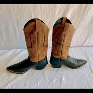 Justin Black and Tan Model L4968 J-Flex Comfort Leather Western Boots Sz 9 B.